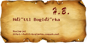 Hüttl Boglárka névjegykártya